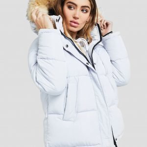 Siksilk Fur Hood Padded Jacket Harmaa