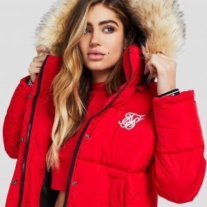 Siksilk Fur Hood Padded Jacket Punainen