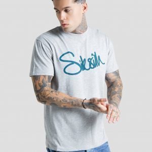 Siksilk Large Logo T-Paita Harmaa