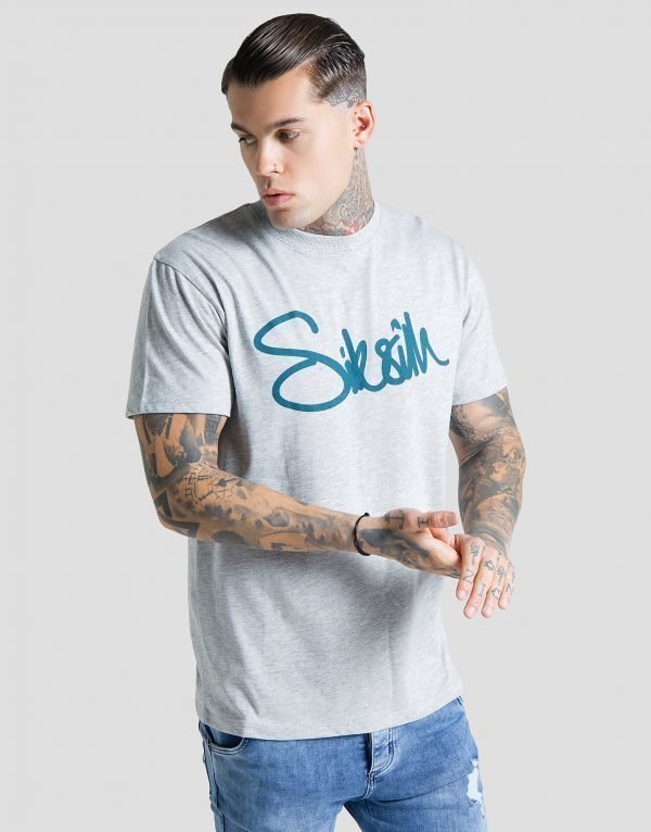 Siksilk Large Logo T-Paita Harmaa