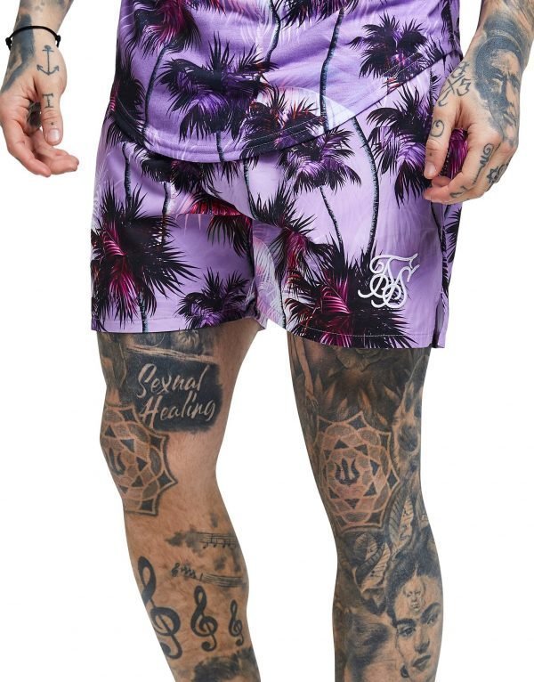 Siksilk Palm Print Shorts Violetti