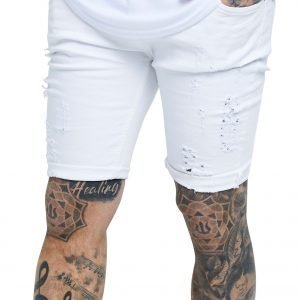 Siksilk Rip Denim Shorts Valkoinen