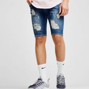 Siksilk Ripped Knee Denim Shorts Denim