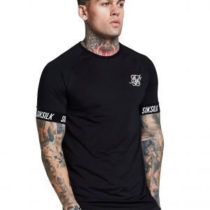 Siksilk Short Sleeve Tape Raglan T-Paita Musta