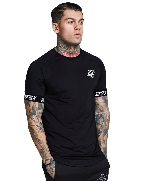 Siksilk Short Sleeve Tape Raglan T-Paita Musta