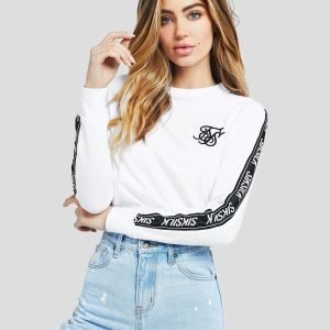 Siksilk Tape Long Sleeve Logo T-Shirt Valkoinen