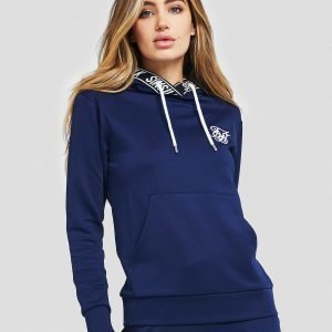 Siksilk Tape Poly Overhead Hoodie Laivastonsininen