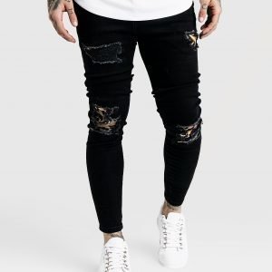 Siksilk X Dani Alves Skinny Distressed Jeans Musta