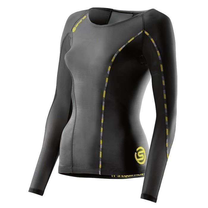 Skins DNAmic Women Top Long Sleeve Black/Limoncello XS