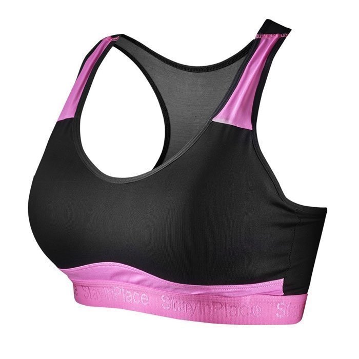 Stay In Place Pad Sports Bra A/B Black/Bright Rose L