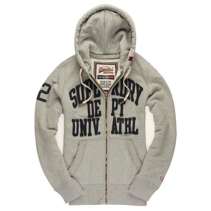 Superdry Core Applique Zip Hood Grey Marl M