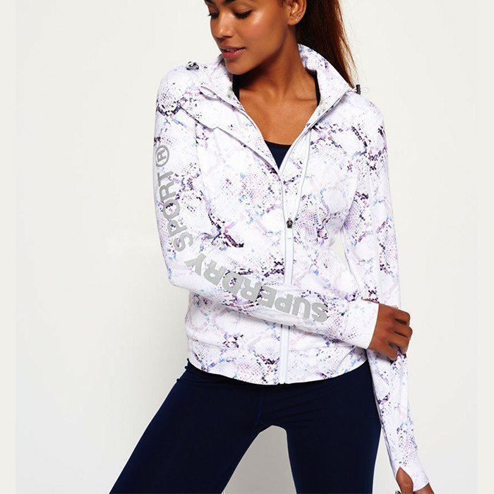 Superdry Gym Running Jacket White Python M