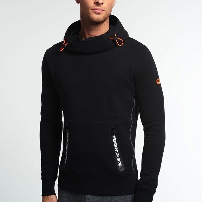 Superdry Gym Tech Funnel Hood Black