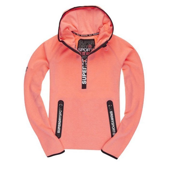 Superdry Gym Tech Women Hood Fluro Coral