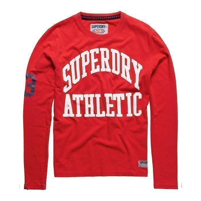 Superdry Men's Tigers Athletic Long Sleeve Rich Scarlet XXL