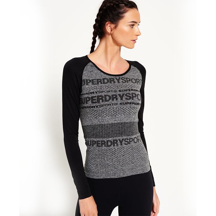 Superdry Women's Superdry Gym Seamless Long Sleeve Grey M