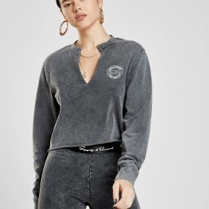 Supply & Demand Acid Wash Crop Crew Sweatshirt Harmaa