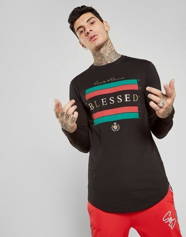 Supply & Demand Foiled Long Sleeve T-Shirt Musta