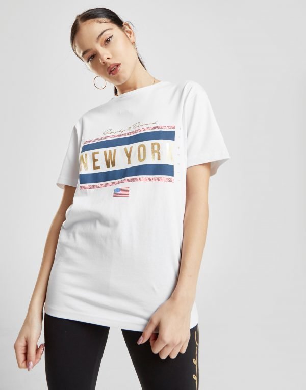 Supply & Demand Meander New York Boyfriend T-Shirt Valkoinen