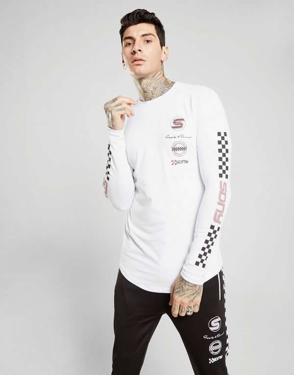 Supply & Demand Motor Long Sleeve T-Paita Valkoinen