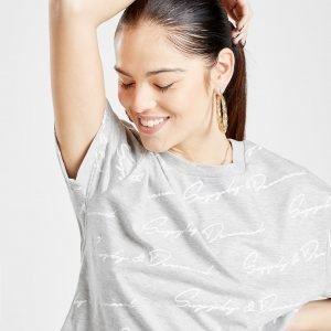 Supply & Demand Script Print Crop T-Shirt Harmaa