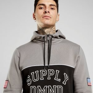 Supply & Demand Varsity Flag 1/2 Zip Hoodie Harmaa