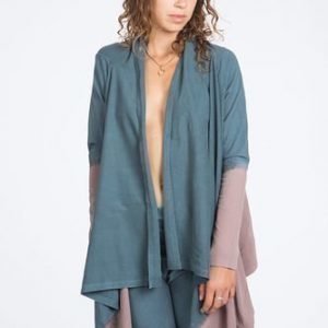 Urban Goddess Yoga Top Cardigan Wrap Me Up Charcoal Light Dip Dye