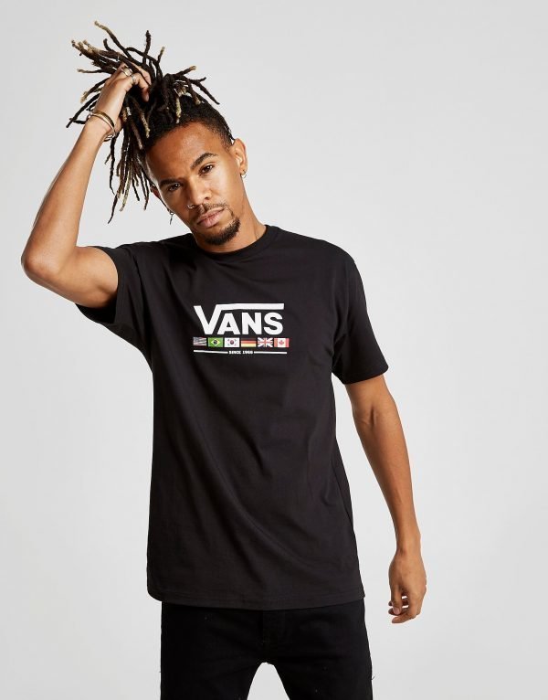 Vans Short Sleeve Flag Central Logo T-Paita Musta