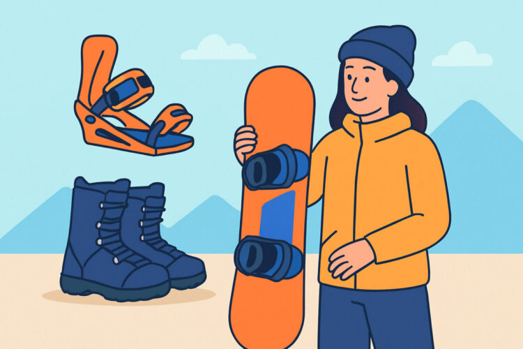 Lumilautailun varusteet – lauta, sidokset ja boots