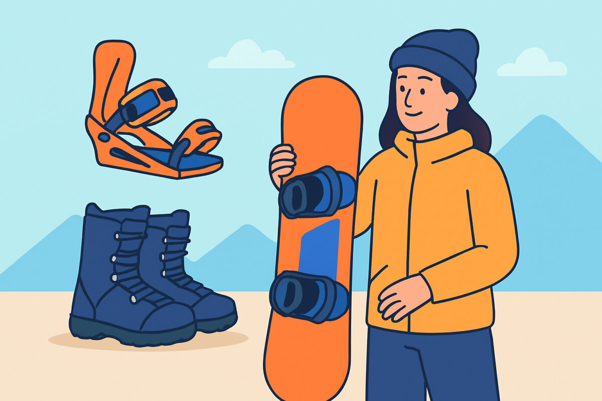 Lumilautailun varusteet – lauta, sidokset ja boots